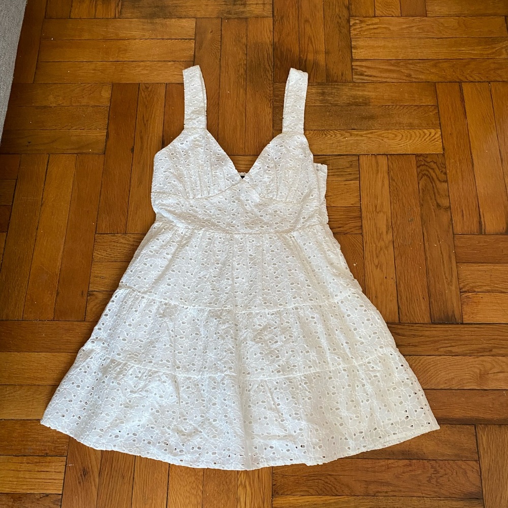Forever 21 Crochet Butterfly Sleeve Mini Dress White Size Small